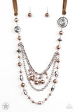 NE204 All The Trimmings - Brown - Necklace/Earring Set - Paparazzi