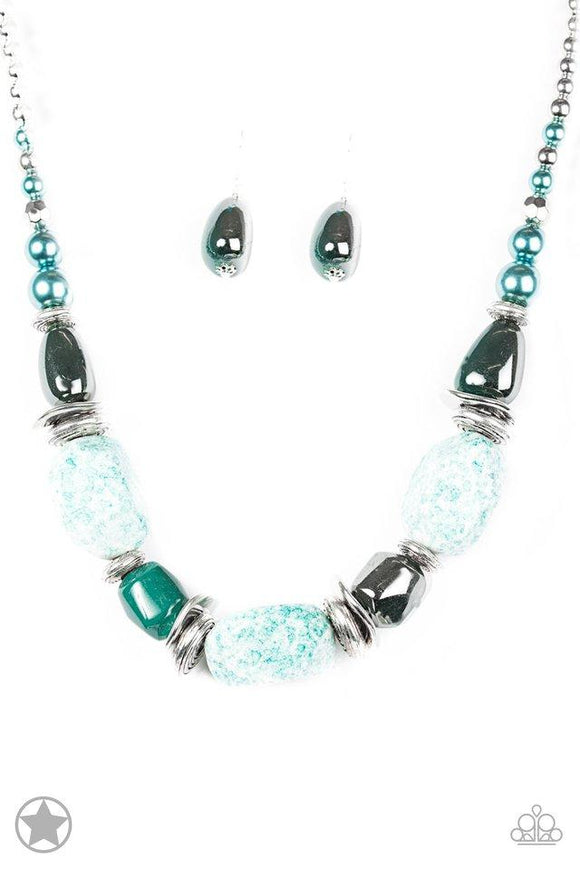 NE223 In Good Glazes - Blue - Green Necklace/Earring Set - Paparazzi