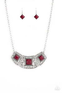 NE286 Feeling Inde-PENDANT - Red - Necklace/Earring Set - Paparazzi