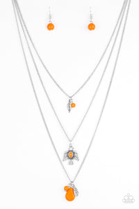 NE356 Soar With The Eagles - Orange - Necklace/Earring Set - Paparazzi