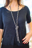 NE209 Scarfed For Attention - Gunmetal - Necklace/Earring Set - Paparazzi