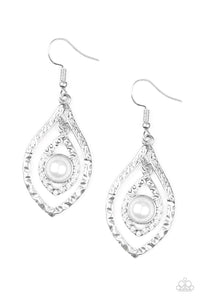 E097 Breaking Glass Ceilings - White - Earrings - Paparazzi