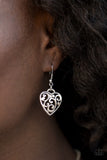 NE408 Filigree Your Heart With Love - Silver - Necklace/Earring Set - Paparazzi