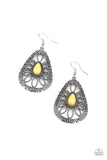 E049 Floral Frill - Yellow - Earrings - Paparazzi