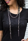 NE209 Scarfed For Attention - Gunmetal - Necklace/Earring Set - Paparazzi