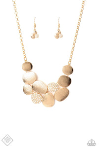 NE149 A Hard Luxe Story - Gold - Necklace/Earring Set - Paparazzi