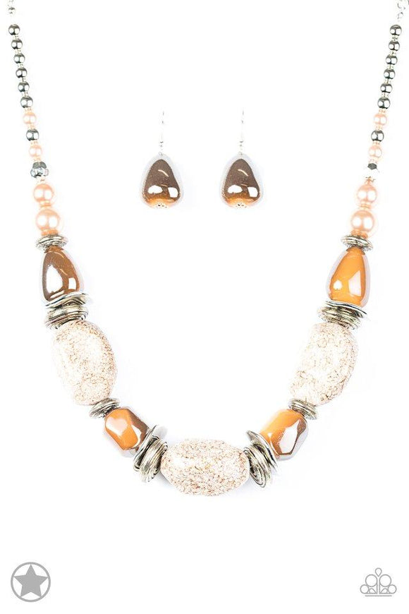 NE221 In Good Glazes - Peach - Necklace/Earring Set - Paparazzi