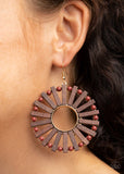 E135 Solar Flare - Wood Bead Circle - Brown - Earrings  - Paparazzi