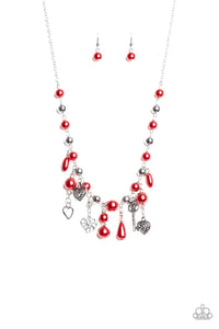 NE250 Renaissance Romance Red - Necklace/Earring Set - Paparazzi