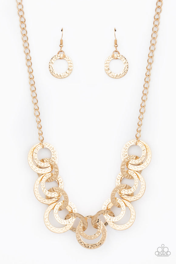 NE399 Treasure Tease - Gold - Necklace/Earring Set - Paparazzi