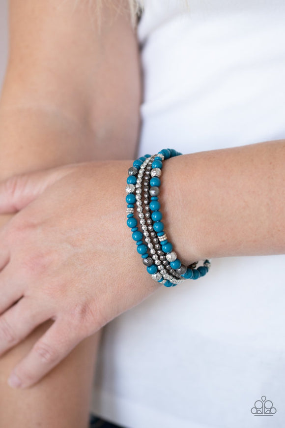 B328 Stacked Style Maker - Blue - Bracelet - Paparazzi