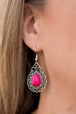 E084 Flirty Finesse - Pink - Earrings - Paparazzi