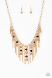 NE371 Ever Rebellious -Gold - Necklace/Earring Set - Paparazzi