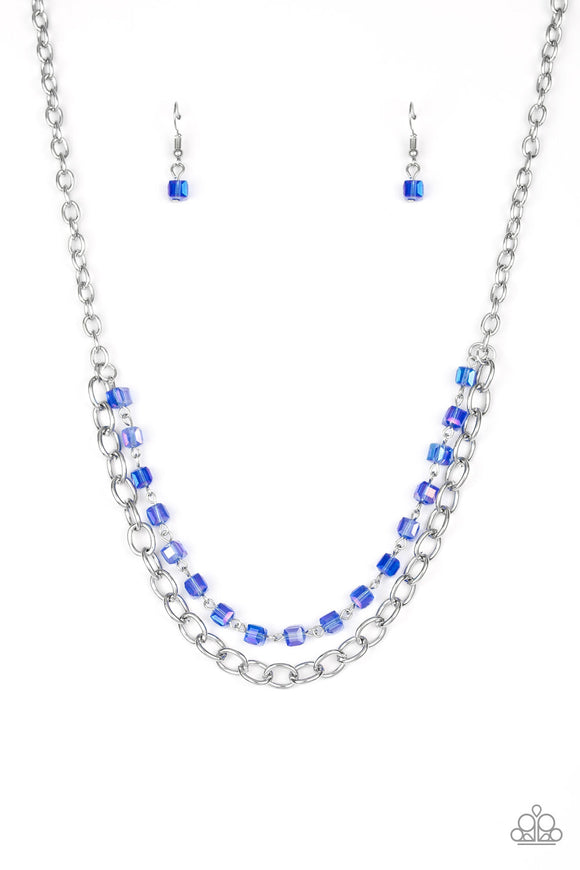 NE280 Block Party Princess - Blue - Necklace/Earring Set - Paparazzi