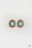 E073 Springtime Deserts - Copper - Turquoise - Post Earrings - Paparazzi