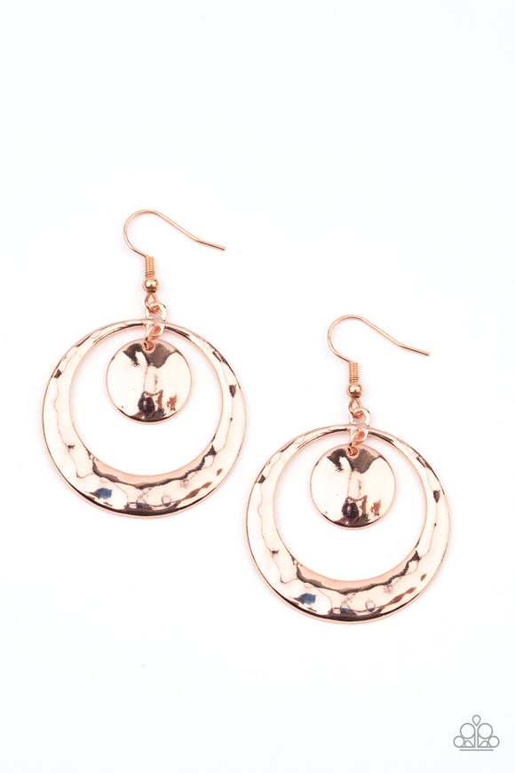 E189 Rounded Radiance - Copper - Earrings - Paparazzi