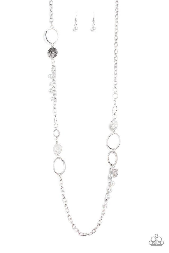 NE177 Unapologetic Flirt - Silver - Necklace/Earring Set - Paparazzi