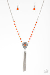 NE257 Soul Quest - Orange - Necklace/Earring Set - Paparazzi