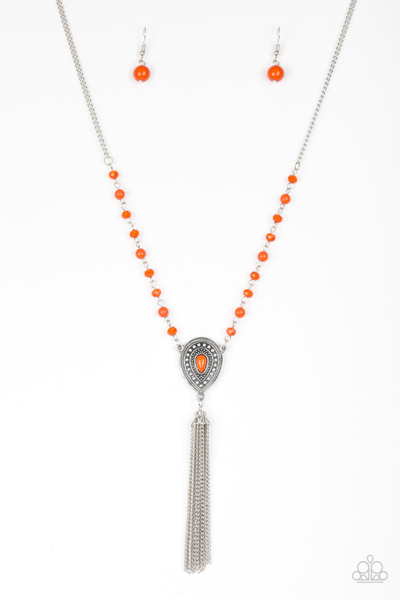 NE257 Soul Quest - Orange - Necklace/Earring Set - Paparazzi