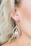 E097 Breaking Glass Ceilings - White - Earrings - Paparazzi