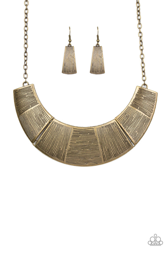 NE450 More Roar - Brass - Necklace/Earring Set - Paparazzi