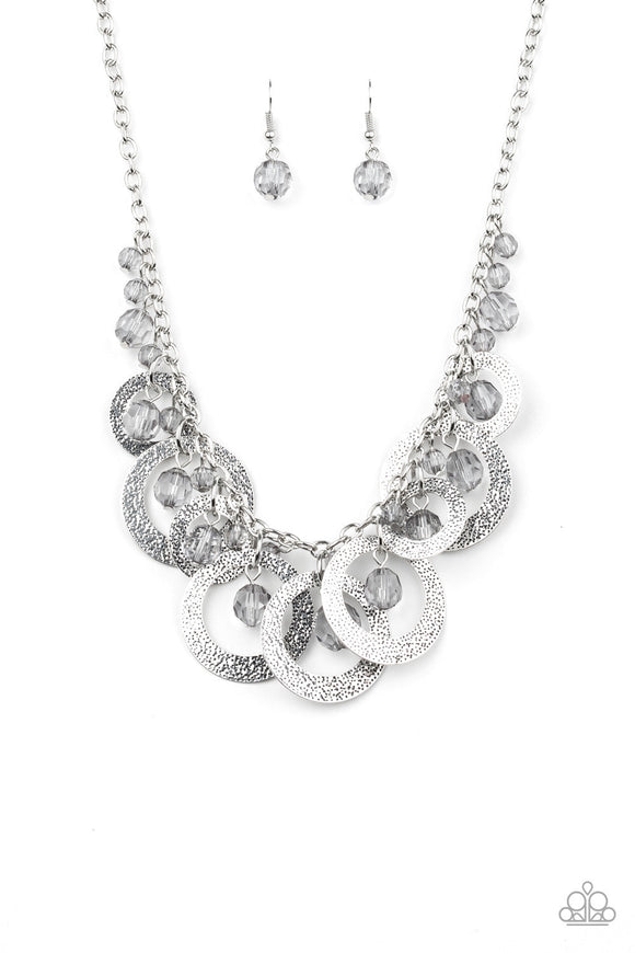 NE389 Turn It Up - Silver - Necklace/Earring Set - Paparazzi