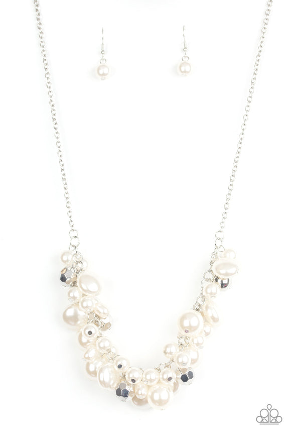 NE462 Battle of the Bombshells - White - Necklace/Earring Set - Paparazzi