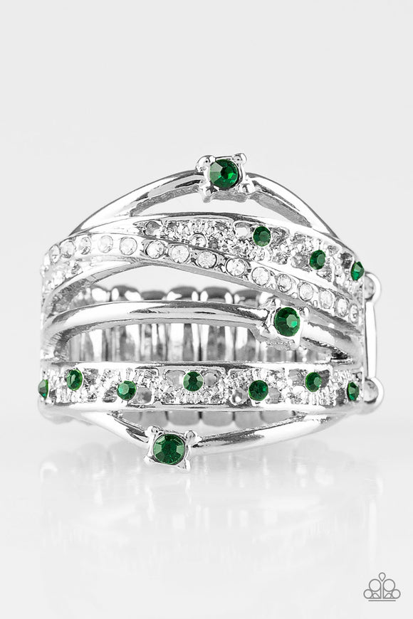 R241 Making The World Sparkle - Green - Ring - Paparazzi