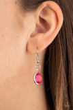 NE216 Glassy Glamorous - Pink - Necklace/Earring Set - Paparazzi