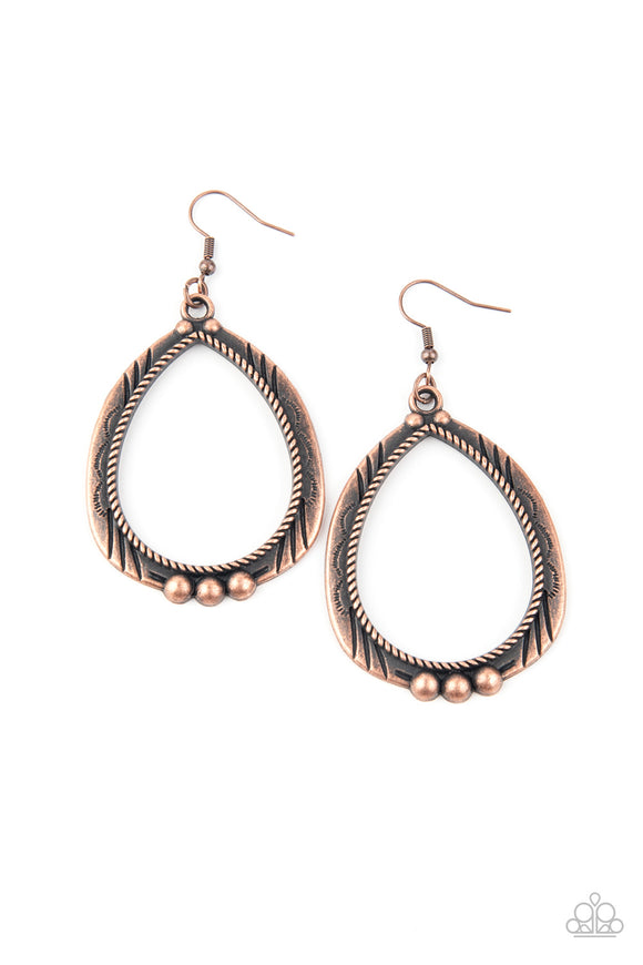 E061 Terra Topography - Copper - Earrings - Paparazzi