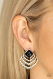 E054 Rebel Ripple - Black - Earrings -Paparazzi