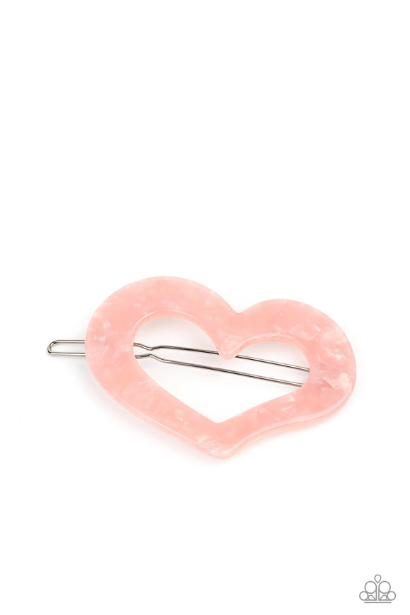 HBG014 Heart Not To Love - Pink - Hair Clip - Paparazzi