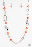 NE453 All About Me - Orange - Necklace/Earring Set - Paparazzi
