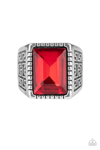 RM075 Winning Attitude - Red - Men's Ring - Paparazzi