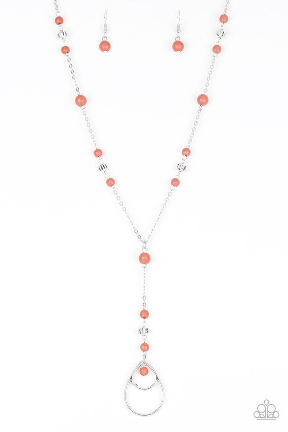 NE213 Sandstone Savannahs - Orange - Necklace/Earring Set - Paparazzi