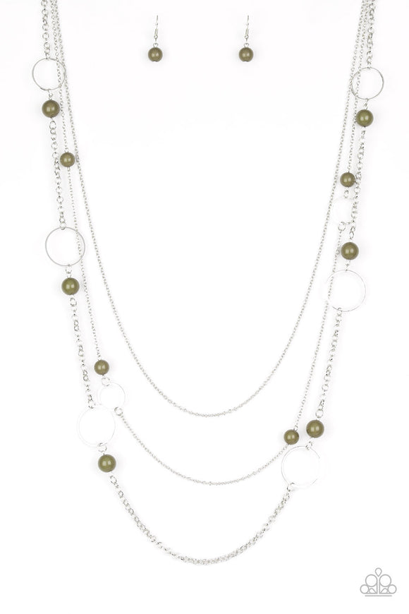 NE448 Beachside Babe - Green - Necklace/Earring Set - Paparazzi