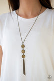 NE267 Triple Shimmer - Brass - Necklace/Earring Set - Paparazzi