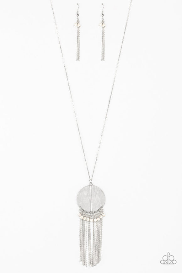 NE236 Get A Roam! - White - Necklace/Earring Set - Paparazzi