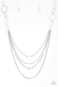 NE253 Bubbly Bright - White - Necklace/Earring Set - Paparazzi