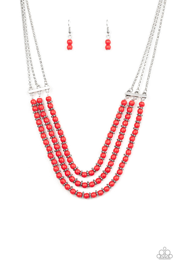 NE294 Terra Trails - Red - Necklace/Earring Set - Paparazzi