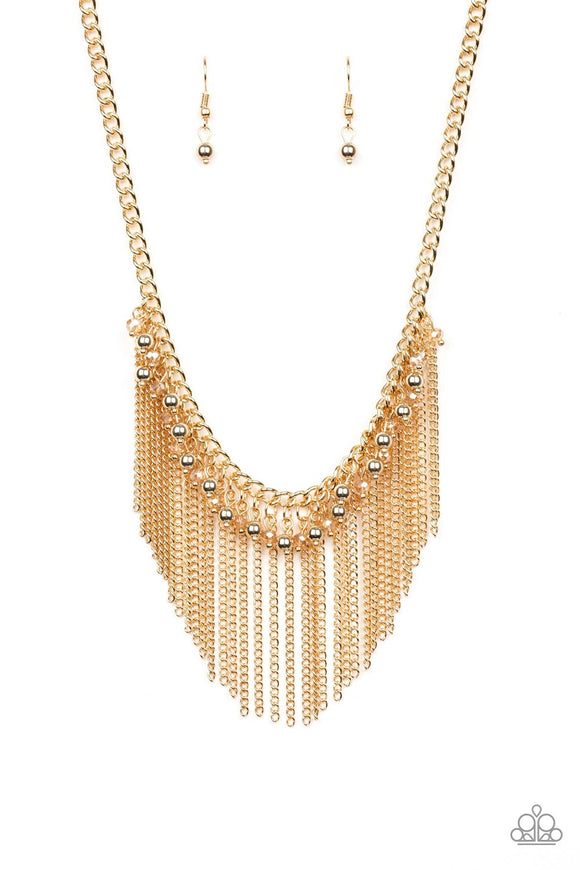 NE496 Divinely Diva - Gold - Necklace/Earring Set - Paparazzi