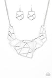 NE245 World Shattering - Silver - Necklace/Earring Set - Paparazzi