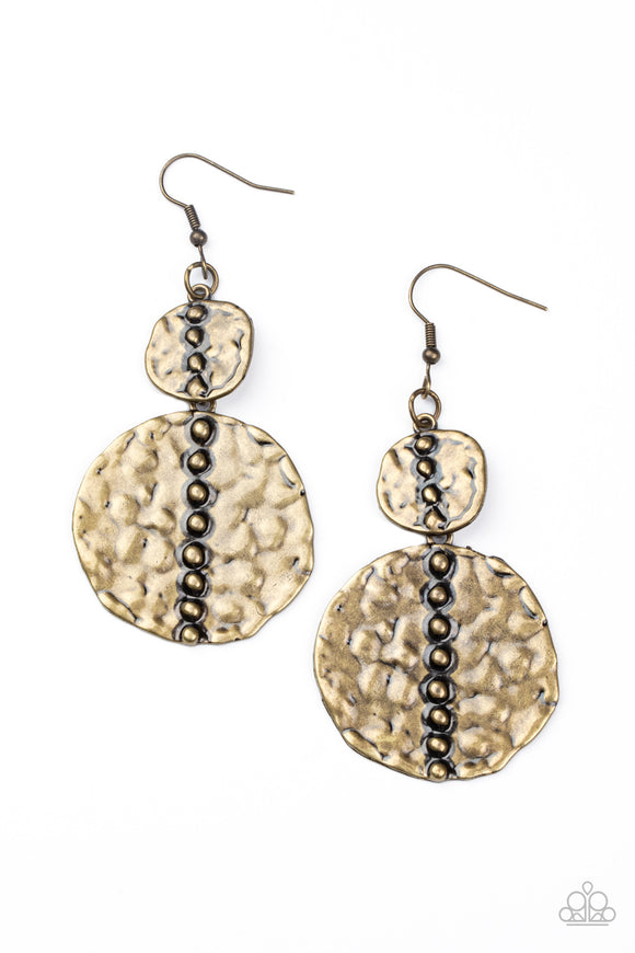 E232 Metro Metalhead - Brass - Earrings - Paparazzi