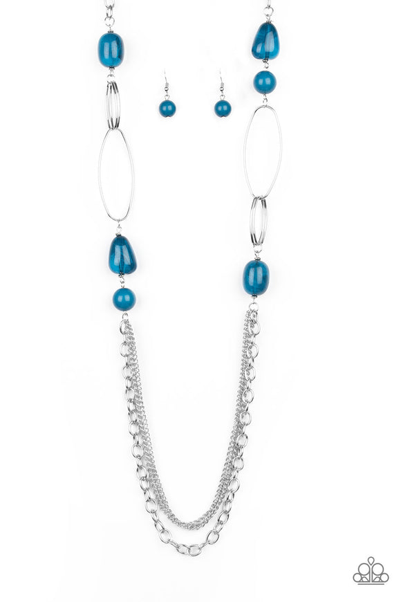 NE290 Pleasant Promenade - Blue - Necklace/Earring Set - Paparazzi