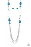 NE290 Pleasant Promenade - Blue - Necklace/Earring Set - Paparazzi