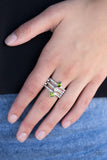 R428 Triple Throne Twinkle - Green - Ring - Paparazzi