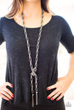 NE209 Scarfed For Attention - Gunmetal - Necklace/Earring Set - Paparazzi