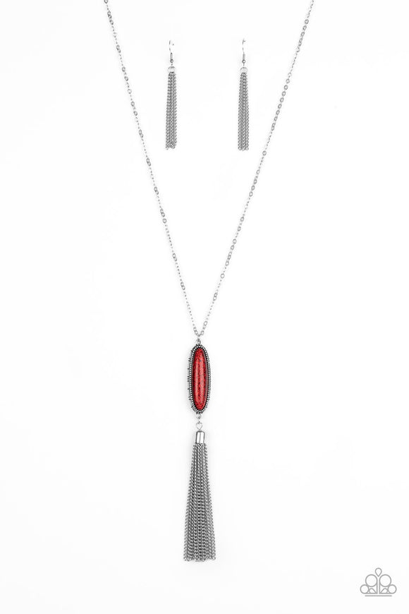 NE215 Stay Cool - Red - Necklace/Earring Set - Paparazzi