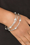 B380 Bangle Belle - White - Bracelet - Paparazzi