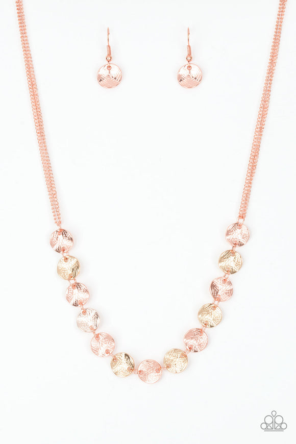 NE464 Simple Sheen - Copper - Necklace/Earring Set - Paparazzi